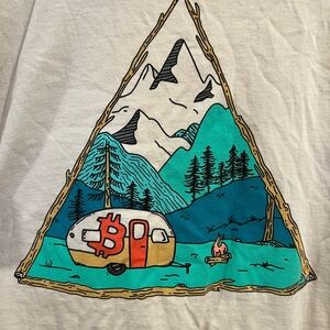 Salt Lending Bitcoin Tee with Mountain and Camper Design - Vintage